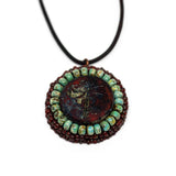 Turquoise Red Dragonfly Round Necklace