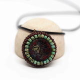 Turquoise Red Dragonfly Round Necklace