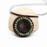 Turquoise Red Dragonfly Round Necklace