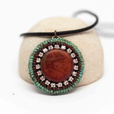 Turquoise Orange Sparkly Round Necklace