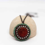 Turquoise Orange Sparkly Round Necklace
