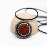 Turquoise Orange Sparkly Round Necklace