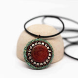 Turquoise Orange Sparkly Round Necklace