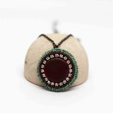 Turquoise Red Sparkly Round Necklace