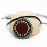 Turquoise Red Sparkly Round Necklace