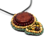 Tribal Orange Shield Necklace