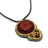 Tribal Orange Shield Necklace