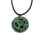 Turquoise Picasso Circle Bead Embroidered Necklace