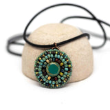 Turquoise Picasso Circle Bead Embroidered Necklace