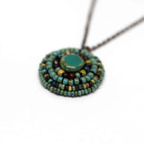 Turquoise Picasso Circle Bead Embroidered Necklace