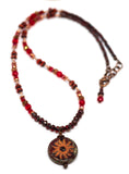 Rustic Red Beaded Sun Necklace