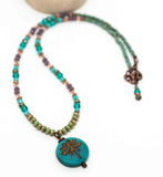 Rustic Turquoise Beaded Dragonfly Necklace