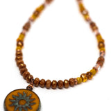 Yellow Beaded Sun Necklace