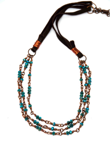 Triple Sparkly Teal Necklace