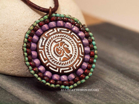 Large Purple Turquoise Coin Necklace