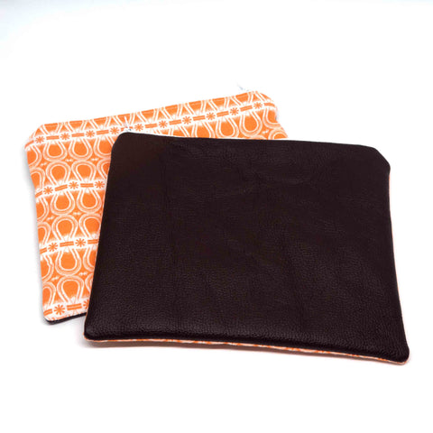 Orange Retro Brown Leather Full Pouch