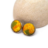 Recycled Metal Yellow Green Stainless Steel Stud Earrings