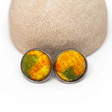 Recycled Metal Yellow Green Stainless Steel Stud Earrings