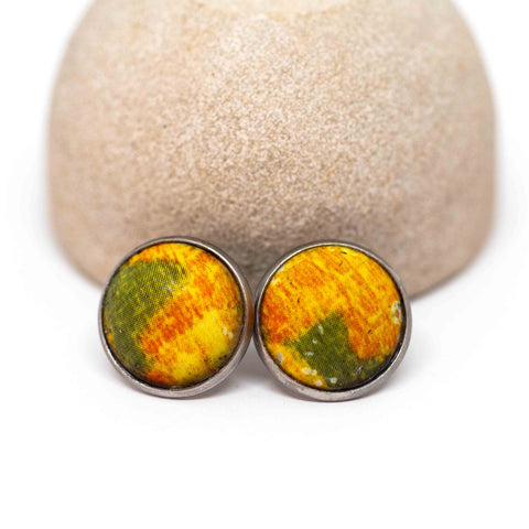 Recycled Metal Yellow Green Stainless Steel Stud Earrings