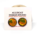 Recycled Metal Yellow Green Stainless Steel Stud Earrings