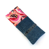 Pink Floral Denim Soft Glasses Case