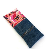 Pink Floral Denim Soft Glasses Case