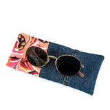 Pink Floral Denim Soft Glasses Case